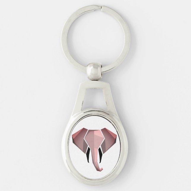 Simple Shapes Geometrics Elephant Head  Key Ring (Front)