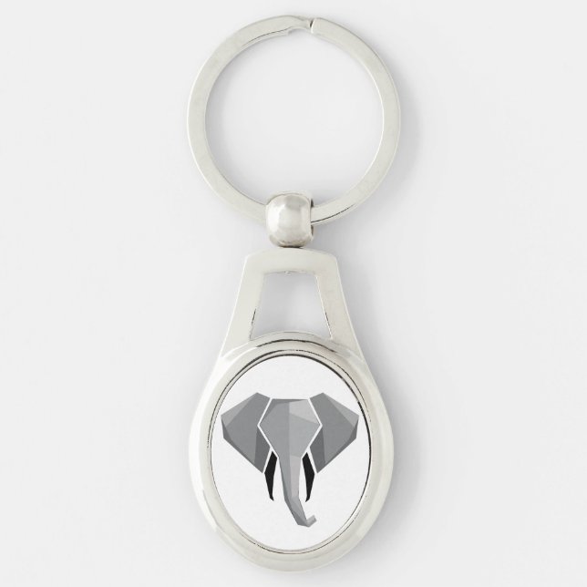 Simple Shapes Geometrics Elephant Head  Key Ring (Front)