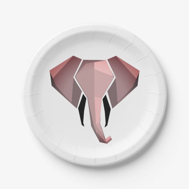 Simple Shapes Geometrics Elephant Head  Paper Plate (Front)