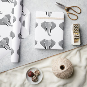 Simple Shapes Geometrics Elephant Head Wrapping Paper