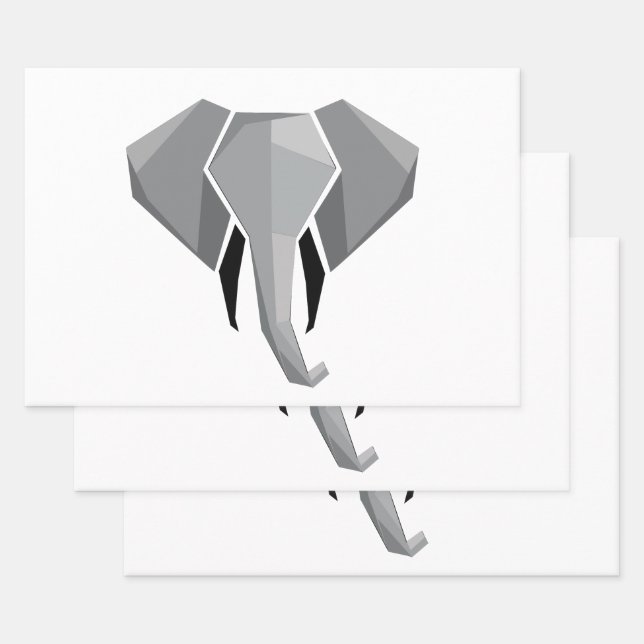 Simple Shapes Geometrics Elephant Head  Wrapping Paper Sheet (Set)