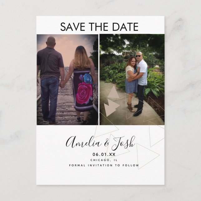 Simple Shapes Save the Date Photo Postcard (Front)