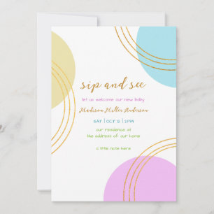 Simple Shapes Sip And See Invitation