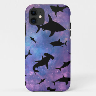 Simple shark fish jaws whale ocean galaxy pattern iPhone 11 case