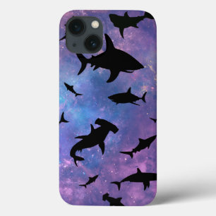 Simple shark fish jaws whale ocean galaxy pattern iPhone 13 case