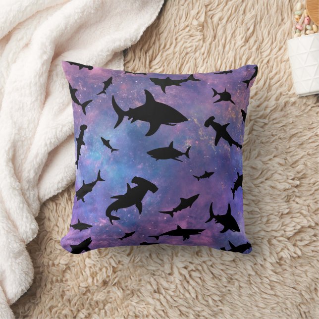 Simple shark fish jaws whale ocean galaxy pattern cushion (Blanket)