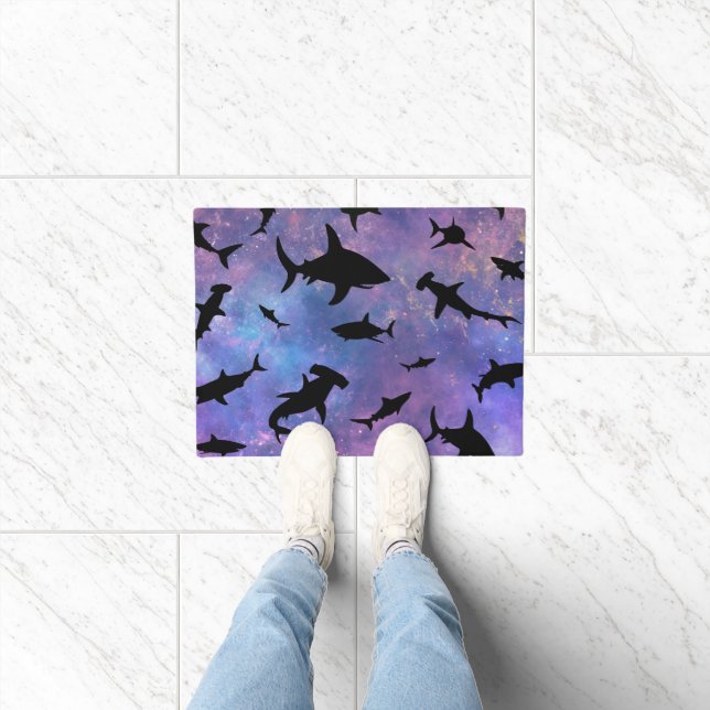 Simple shark fish jaws whale ocean galaxy pattern doormat (Indoor)