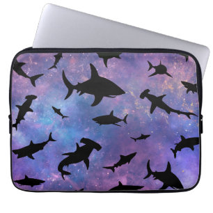 Simple shark fish jaws whale ocean galaxy pattern laptop sleeve