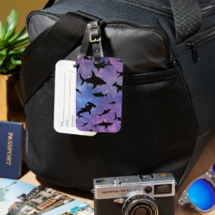 Simple shark fish jaws whale ocean galaxy pattern luggage tag