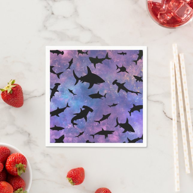 Simple shark fish jaws whale ocean galaxy pattern napkin (Insitu)
