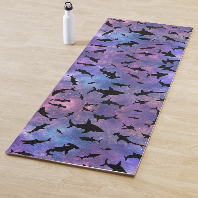 Simple shark fish jaws whale ocean galaxy pattern yoga mat (In Situ)