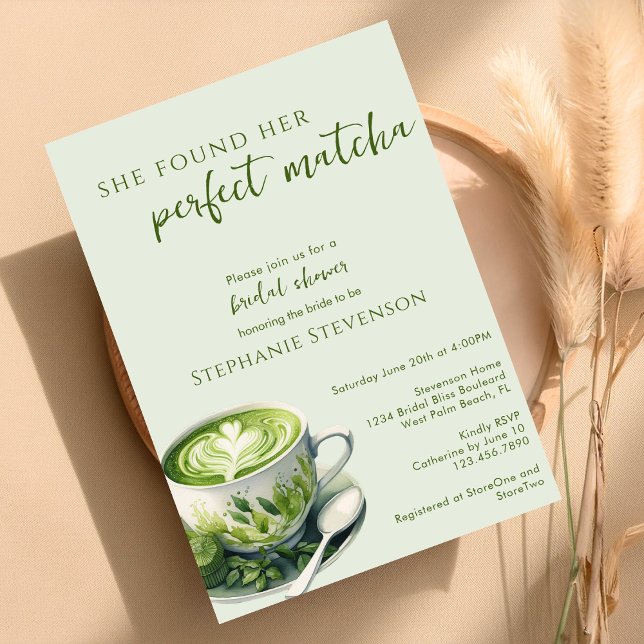 Simple She Found Her Perfect Matcha Bridal Shower Invitation (Creator Uploaded)
