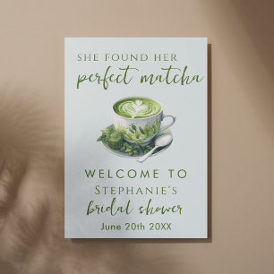 Simple She Found Her Perfect Matcha Bridal Shower Poster