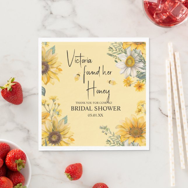 Simple She’s Found Her Honey Bee Bridal Shower Napkin (Insitu)