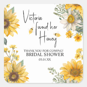 Simple She’s Found Her Honey Bee Bridal Shower Square Sticker