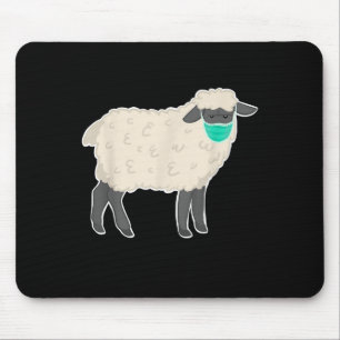 Simple Sheep Wearing Mask   Cute Animal gift Mouse Pad