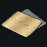 Simple shiny faux gold design laptop sleeve<br><div class="desc">Elegant faux gold background accented with shiny gold stripe.
Optional monogram.</div>