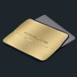 Simple shiny faux gold design laptop sleeve<br><div class="desc">Elegant faux gold background accented with shiny gold stripe.
Optional monogram.</div>
