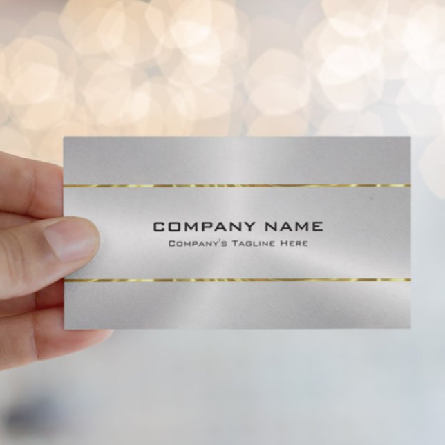 Simple Shiny Faux Metallic Silver  Gold Business Card (Creator Uploaded)