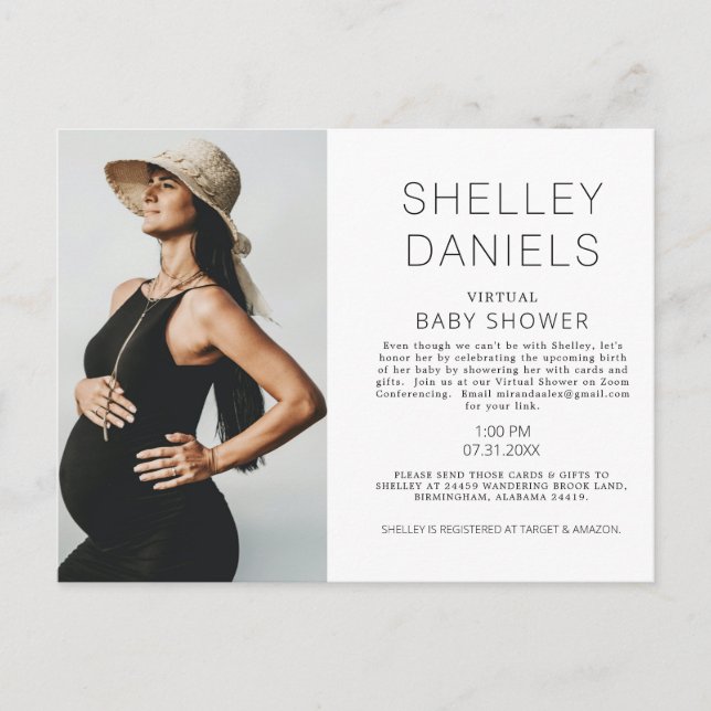Simple Shower by Mail Photo Baby Shower Invitation Postcard (Front)