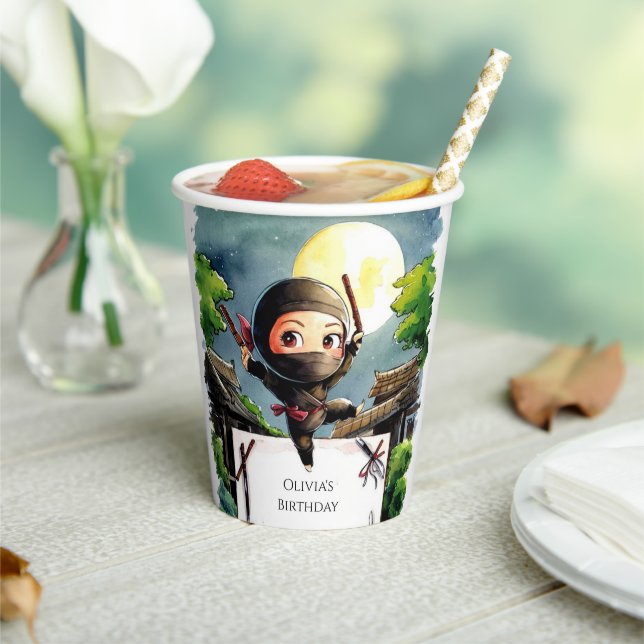 Simple Shuriken Ninja Birthday Paper Cups (Insitu)