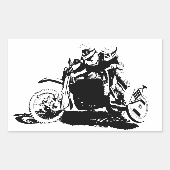 Simple Sidecarcross Design Rectangular Sticker (Front)