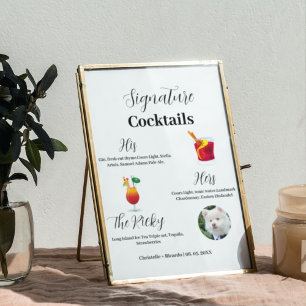 Simple signature cocktails wedding bar Poster