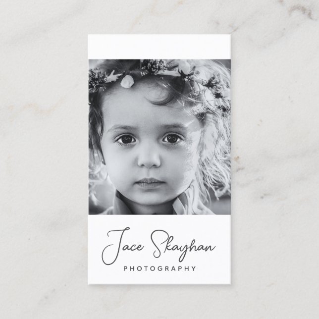 Simple Signature Elegant Script Photography Business Card (Front)
