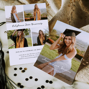 Simple Signed Photo Graduation Invitation Card
