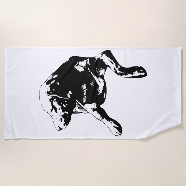 Simple Silhouette, Resting Lab Beach Towel (Front)
