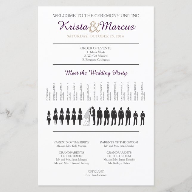 Simple Silhouettes Wedding Program (Front)
