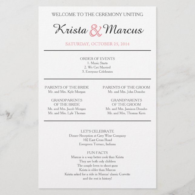 Simple Silhouettes Wedding Program (Front)