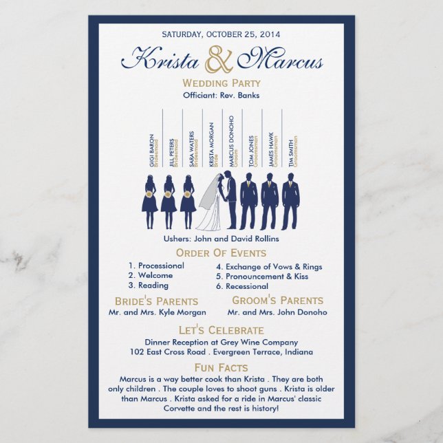 Simple Silhouettes Wedding Program Flyer (Front)