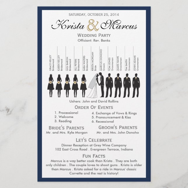 Simple Silhouettes Wedding Program Flyer (Front)