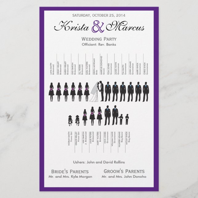 Simple Silhouettes Wedding Program Flyer (Front)