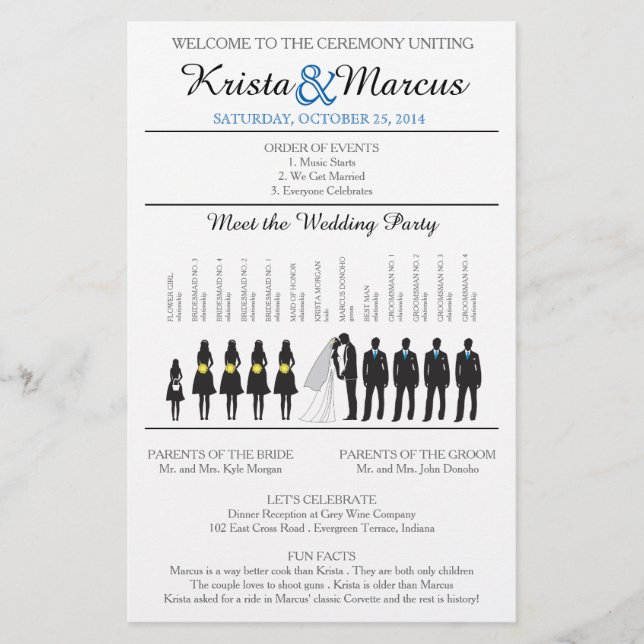 Simple Silhouettes Wedding Program Flyer (Front)