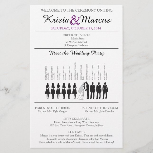 Simple Silhouettes Wedding Program Flyer (Front)