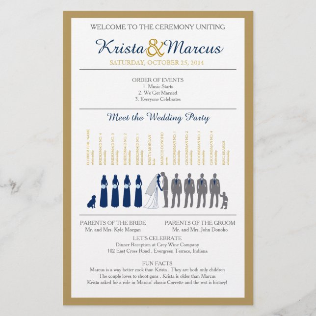 Simple Silhouettes Wedding Program Flyer (Front)