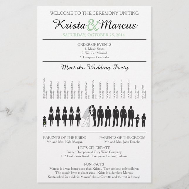 Simple Silhouettes Wedding Program Flyer (Front)
