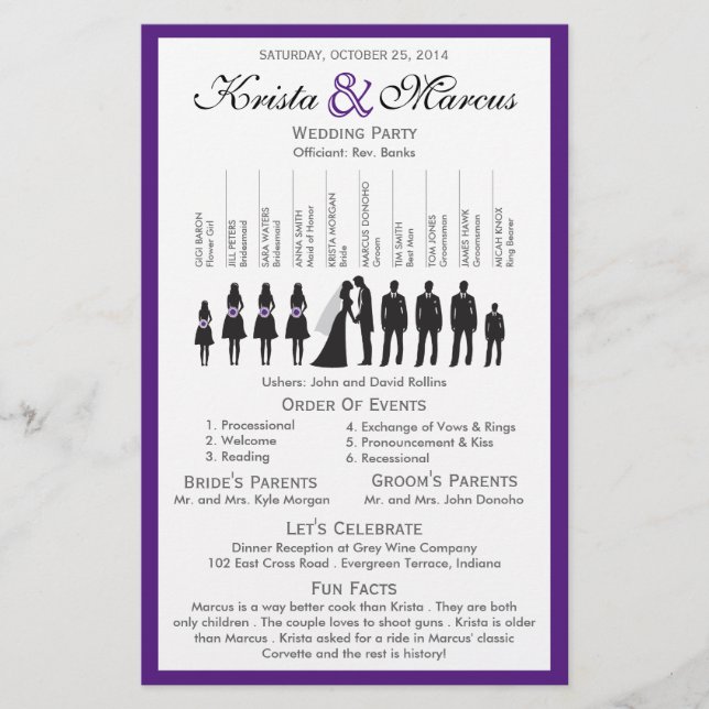 Simple Silhouettes Wedding Program Flyer (Front)