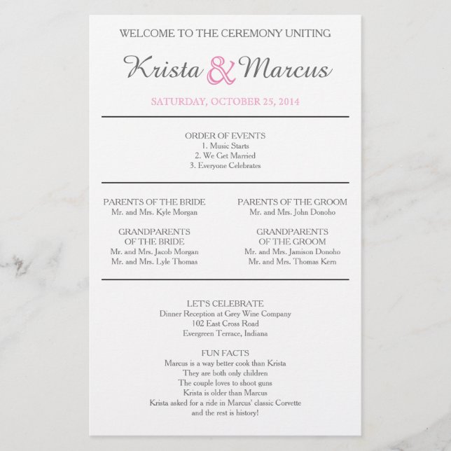 Simple Silhouettes Wedding Program Flyer-CATS (Front)