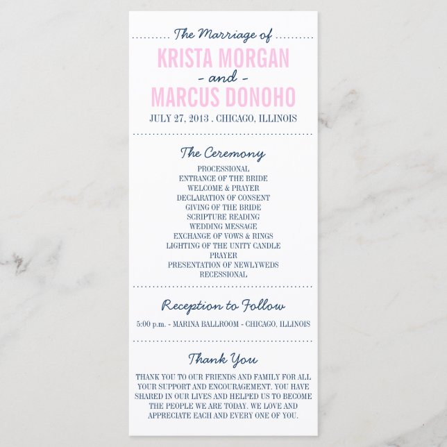 Simple Silhouettes Wedding Program Rack Card (Front)