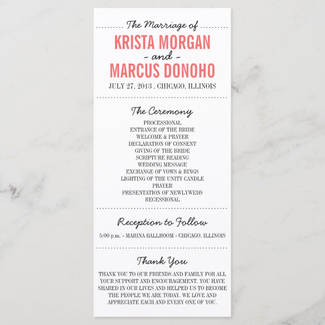 Simple Silhouettes Wedding Program Rack Card 7 (Front)