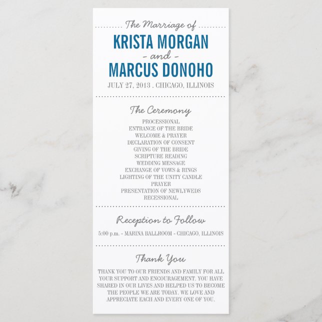 Simple Silhouettes Wedding Program Rack Card-8 (Front)