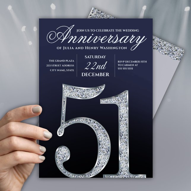 Simple Silver 51st Wedding Anniversary  Invitation (Creator Uploaded)