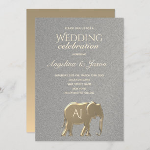 Simple Silver and Gold Wedding Invitation