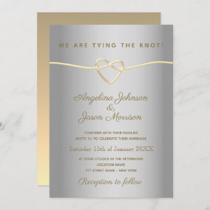 Simple Silver And Gold Wedding Invitation
