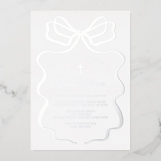 Simple Silver Bow Baptism (Front)