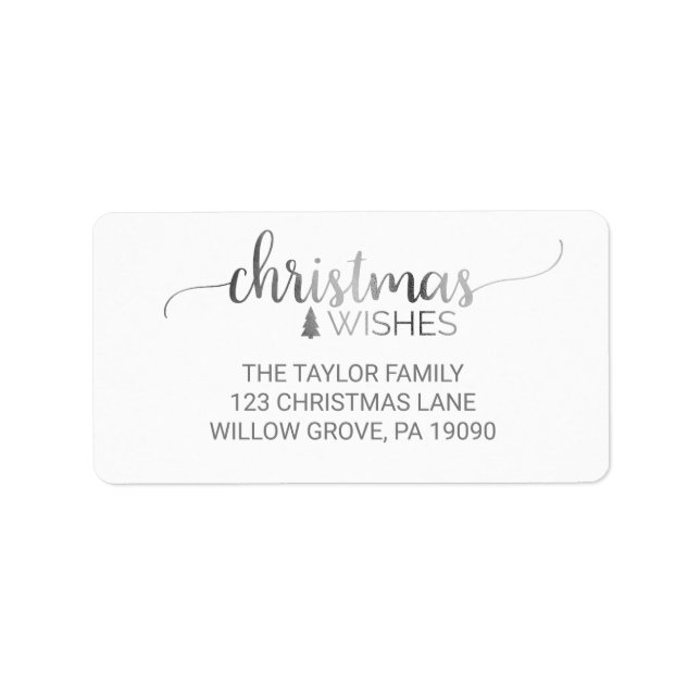 Simple Silver Calligraphy Christmas Label (Front)