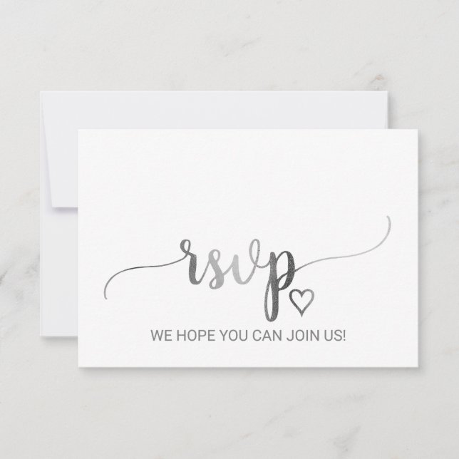 Simple Silver Calligraphy Song Request RSVP Card (Front)